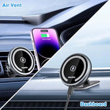 For Magsafe Car Mount Wireless Charger Magnetic Fast Charging Compatible With Iphone 16,15,14,13,12,Pro Max,Mini,Magsafe Case, Air Vent And Stick On Dashboard Car Phone Holder