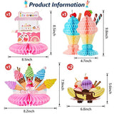 6 Pieces Ice Cream Table Centerpiece Tissue Ice Cream Honeycomb Table Centerpieces For Theme Party Decorations Supplies Birthday Baby Shower