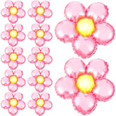 12 Pcs Light Pink Flower Balloon Huge Aluminum Foil Pastel Pink Flower Shaped Groovy Balloons Floral For Baby Shower Wedding Birthday Anniversary Party Decorations