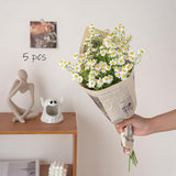 Realistic Daisy Flowers Artificial 7 Pcs 20.4 In Fake White Daisies Chamomile Flower Whith Leaves,For Home Table Centerpieces Decor