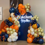 Fall Thanksgiving Balloon Arch Kit 150pcs Orange Navy Blue White Gold Balloons for Party