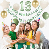 17pcs Sage Green "OMG Ur A Teenager" 13th Birthday Banner & Foil Balloons Set