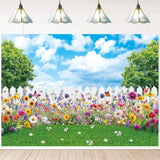 Spring Backdrop Spring Garden Flower Photography Background Easter Decoration Banner Children Birthday Baby Shower Party Photo Studio Props (7X5Ft: 84X60 Inch)