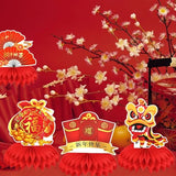 9 Pieces Chinese New Year Party Decorations Year of the Horse Table Centerpieces 2026 Lunar New Year Honeycomb Centerpieces for New Years Eve Party Supplies