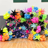Neon Balloon Arch Kit, 122Pcs Bright Orange Green Blue Hot Pink Yellow Purple Black Rainbow Balloons With Foil Star Balloons For Neon Party Rainbow Birthday Decorations 80S 90S Disco Party Backdrop