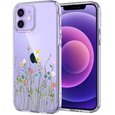 Case Compatible With Iphone 12 Mini Case Clear With Design Slim Protective Soft Tpu Bumper Embossed Pattern 5.4 Inch (Flower Bouquet)