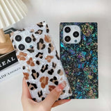 Elegent Mother Shell Pearl Compatible With Iphone 13 Pro Max Rectangle Edge Case,Chic Slim Colorful Abalone Pearl Soft Tpu Protective Cases Cover