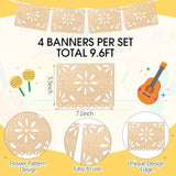 4 Pack Cielito Lindo Party Decoration Cielito Lindo Classroom Decor Wooden Papel Picado Banner Fiesta Mexican Wedding Banner For Cinco De Mayo Baby Shower Dia De Los Muertos(Classic)