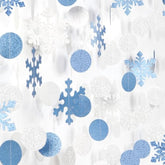 Snowflake-Snow Silver-Blue Christmas Party-Decorations Garland - 58Ft White Winter Wonderland Frozen Hanging Paper Streamers Banner,Birthday Baby Bridal Shower Wedding New Year Supplies Decor