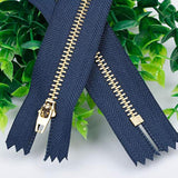 2Pcs Golden Brass Alloy Jean Zipper, 4 Inch Close End Zippers For Sewi