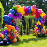Colorful Balloon Garland Kit - Double Stuffed Pastel Pink Orange Yellow Green Balloon Navy Blue And Purple Pastel Balloon Arch For Birthday Baby Shower Fiesta Unicorn Princess Floral Party Decoration