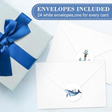 Cruise Staff Thank You Cards Set With Stickers Envelopes 24 Pack Blue Nautical Thank You Note Cards For Express Thanks To Ship Staff Birthday Baby Shower Party, 4 X 6 Inch
