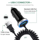 Usb C Car Charger, 3.4A Fast Charging Car Charger Adapter With 3Ft Type C Coiled Cable For Samsung Galaxy A16 A15 5G A14 A13 A53 A54 A55 A25 A35 S25 S24 S23 Fe S22 S21 S20 A21 A11, Pixel 9 8A 8 Pro