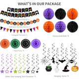 Halloween Party Decorations Banner Honeycomb Balls Paper Fans Garland Swirls