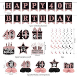 21pcs Rose Gold 40th Birthday Decor Set with Banner, Swirls & Balloons