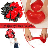 70pcs Red & Black 12" Latex Balloons — Party Decor for Birthdays & Events