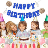 Milk And Cookies Happy Birthday Banner,Funny Blue Glitter Paper Sign Banner For Kids Cookie Milk Birthday Party Decor,Cookie Milk Theme Happy Birthday Party Decorations.