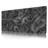 Black Topographic Map Mouse Pad, Cool Minimalist Desk Mat, Xxl Anime Gaming Keyboard Mat, Non-Slip Rubber Base, Big Extended Desk Protector For Home Office, 35.4”X15.7” (Black Topographic Map)