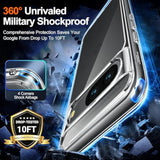 Google Pixel 8 Clear Case, 20X Anti-Yellowing, Built-In 4 Airbags, 10Ft Military Protection, Tempered Glass Screen Protector, Slim Fit