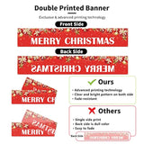 Large Merry Christmas Banner 120" X 20" Xmas Outdoor Decorations Double Printed Red Stars Presents Yard Sign Holiday Party Supplies Backdrop Home Decor For Garden House Fence Garage Indoor