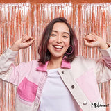 4 Pack Rose Gold Fringe Curtain Backdrop, 3.2Ft X 9.8Ft Metallic Tinsel Foil Fringe Streamers Background For Photo Booth Birthday Wedding Baby Shower Carnival Easter Mother’S Day Party Decorations