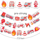 Fire Truck Party Banners 3Pcs Firefighter Firetruck Theme Birthday Party Banners For Fireman Birthday Party Resuce Events Baby Shower Supplies