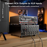 Dual RCA to XLR Unbalanced Interconnect Cable - 10ft, XLR to RCA Cable, Male to Male