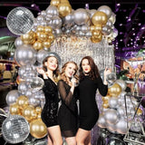124Pcs Silver Gold Balloon Arch Kit Metallic Chrome Balloons for Disco Party