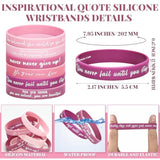 30 Pcs Motivational Quote Rubber Wristbands Inspirational Silicone Bracelets Stretch Unisex Wristbands For Women Men Graduation Gifts(Pink)