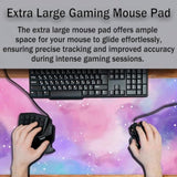 Gaming Pink Mouse Pad Purple Game Mat Big Mouse Pads Desk Mat For Women Computer Mat Pc Gaming Mouse Pad Waterproof Non-Slip Rubber Base 35.4" X 15.7" For Game Office, Starry Sky Cute