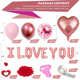 Valentines Day Balloons Kit, 101 Pack Rose Gold Pink Heart Balloons With Rose Petals, I Love You Balloons For Anniversary Mothers Day Wedding Romantic Decorations Special Night,Va-Ba-01