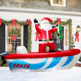 10Ft Long Christmas Inflatable Santa Fishing On A Boat,Christmas Captain Santa Claus Outdoor Blow Up Inflatable Santa Gi