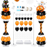 2 Sets Halloween Balloon Column Stand Kit with Pumpkin Foil Balloons Arch Garland