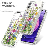 For 11 Case With Screen Protector And Camera Lens Protector - Fashionable Flower Floral Designs For Women Girls - Shockproof Acrylic Clear Phone Cover 6.1" Blooming Flowers