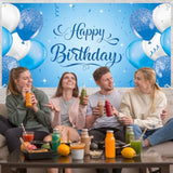 Blue Birthday Banner, Light Blue Happy Birthday Backdrop For Girls Boys(5.9 X 2.9 Ft), Women Men Bday Party Photo Background