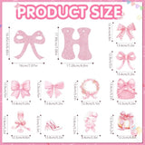 Pink Bow Birthday Decorations: Glitter Banner & Swirls (25 Pcs)