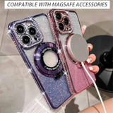 Magnetic Kickstand Case For Iphone 16 Pro Max With Glitter Lens Protector, Compatible With Magsafe, Luxury Bling Diamond Cover Glitter Rhinestone Phone Case Women (Silver, For Iphone 16 Pro Max 6.9")