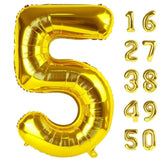 40 Inch Gold Balloon Number 5 Balloon Jumbo Mylar Foil Helium Balloon For 15 25 35 50 Big Giant Jumbo Huge Foil Mylar Balloons 55Th 65Th Birthday Balloons Men Women Party Decorations