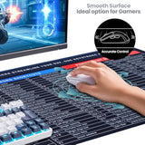 Excel Cheat Sheet Desk Pad, 31.5" X 11.8" Large Shortcuts Mouse Pad, Excel/Word/Power Point Computer Mat, Non-Slip Keyboard Shortcut And Xl Gaming Desk Mat For Office Computer