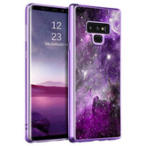 For Galaxy Note 9 Case, Slim Fit Glow In The Dark Shockproof Hybrid Hard Pc Soft Tpu Bumper Drop Protective Girls Women Men Phone Cover For Samsung Galaxy Note 9 6.4", Purple Galaxy