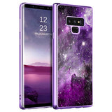 For Galaxy Note 9 Case, Slim Fit Glow In The Dark Shockproof Hybrid Hard Pc Soft Tpu Bumper Drop Protective Girls Women Men Phone Cover For Samsung Galaxy Note 9 6.4", Purple Galaxy