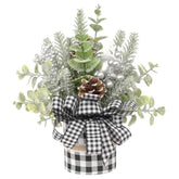 Small Buffalo Check Plaid Christmas Tree, Artificial Mini Tabletop Christmas Tree Decorations, For Winter Home Hliday Party Xmas Decor - Black/White.