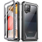 Guardian Case Designed For Samsung Galaxy A42 5G, Built-In Screen Protector Work With Fingerprint Id, Full Body Hybrid Shockproof Bumper Cover Case, Black/Clear