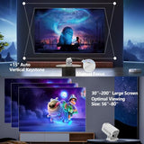 Mini Projector With Wifi And Bluetooth, Built-In App Smart Portable Projector 4K Support, Auto Keystone 180° Rotatable, Android 13 Os, Compatible With Smartphone/Laptop/Tv Stick/Hdmi/Usb