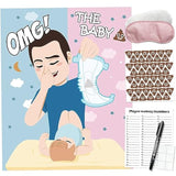 Pin The Sticker On The Diaper, Baby Shower Games, Funny Baby Shower Games Activities Diaper Theme Party Games Supplies Favors For Adults Girl Boy 44 Guests