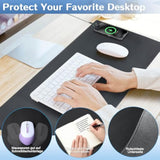 Magnetic Wireless Charging Mouse Pad, Office Desk Mat With Wireless Charger, Multifunctional Large Desk Pad With Non-Slip Base, Waterproof Leather Desk Pad For Gaming And Office Use(80X30Cm)
