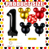 6 Pc Mouse 1st Birthday Decorations 40" Black ONE Foil Balloon for Baby Party