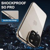 Anti Peeping Case For Iphone 16 Pro Max, Anti Spy Screen, Anti Peep Magnetic Adsorption Metal Bumper With Lens Protector 360 Degree Protection Front Privacy Tempered Glass Back Clear Cover (Pink)