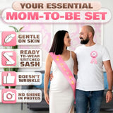 Pink Baby Shower Decorations Mom To Be Sash Baby Shower Decorations For Girl And Sash Daddy To Be Badge - Glossy Texture, Wearable Brooch, Wear-Resistant, Set With Ribbon And Badge, Delicate Craft