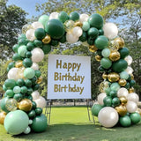 Emerald Green Gold Balloon Garland Kit, Double Stuffed Dusty Dark Forest Green Pearl White Gold Metallic Chrome Balloons Arch Kit For Birthday Wedding Party Decoration...